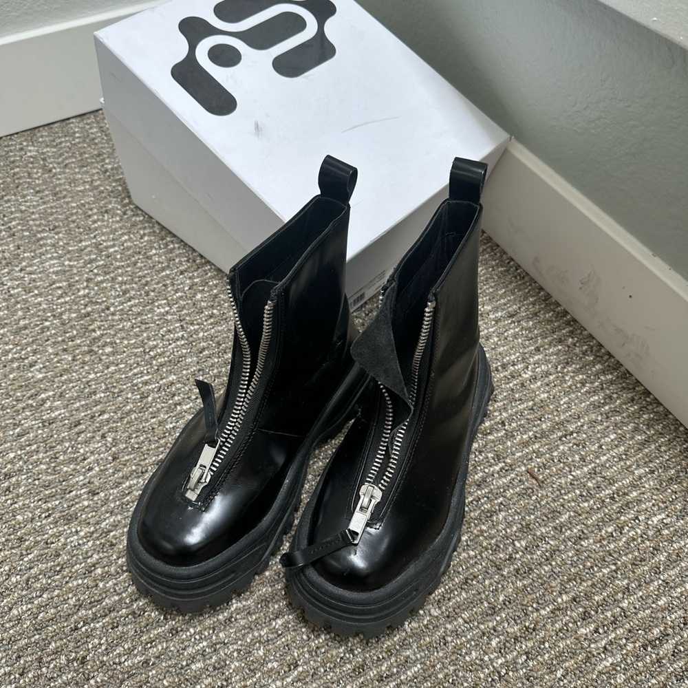 etsy Sleek Black Zipper Combat Boots